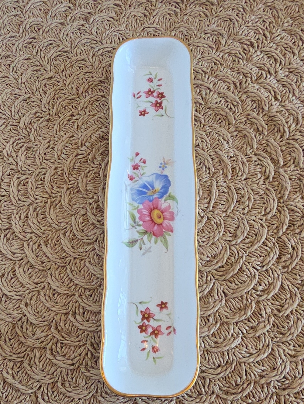 Vintage Princess Royale England Fine Bone China Floral 8" Trinket Dish Tray